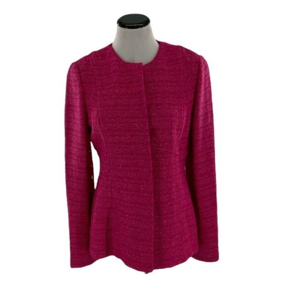 St. John Collection Knit Wool Suit Jacket Womens Size 6 Flamingo Multi Blazer - Picture 1 of 12